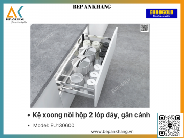 Kệ xoong nồi hộp 2 lớp đáy, gắn cánh Eurogold EU130600 - 600mm - Inox hộp